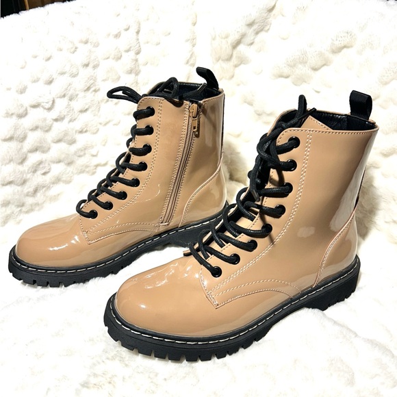 Union Bay Ginny Tan brown Lace-Up Zipper chunky ankle boots women’s size 7.5M - Picture 2 of 9